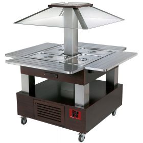 Eiland Buffet - Salad bar, gekoeld, 4x GN 1/1-150 (Wengé hout) Diamond