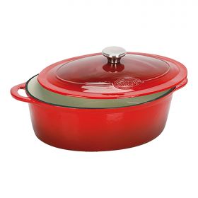 Braadpan 33x25 cm gietijzer (rood) Sitram EMG 862332