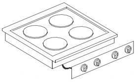 Elektrische Kookunit 4 Platen - 60x60x26 cm Combisteel 7266.0030