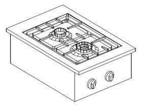 Gas Kookunit 2 Branders 7kW - 40x60x27 cm Combisteel 7266.0010