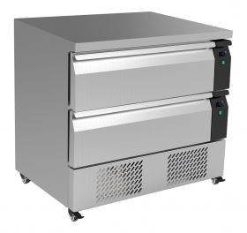Gekoelde werkbank Koel/Vrieswerkbank 2 Laden 4X 1/1Gn - 90,5x70x86,5 cm Combisteel 7450.0240