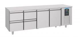 Gekoelde werkbank Koelwerkbank 2 Deuren 4 Laden Energy Line - 233x70x85 cm Combisteel 7489.5535