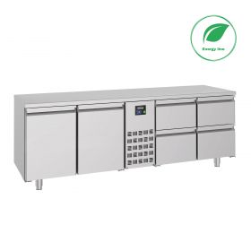 Gekoelde werkbank Koelwerkbank 2Drs 4 Laden Monoblock Energy Line - 227x70x85 cm Pro Combisteel 7489.5370