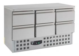 Gekoelde werkbank Koelwerkbank 6 Laden - 136,5x70x87,5 cm Compact Line Combisteel 7950.0113