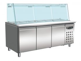 Gekoelde werkbank Koelwerkbank Glas Recht 3 Deuren 5X 1/1 GN Pan - 179,5x70x136,5 cm Standard Line Combisteel 7950.0425