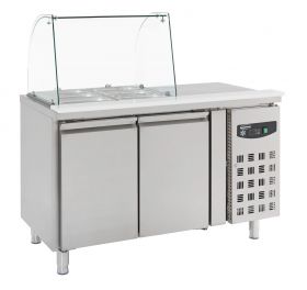 Gekoelde werkbank Koelwerkbank Glasopstand 2 Deuren - 136x70x136,5 cm Standard Line Combisteel 7950.0410