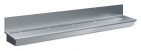 Handenwasbak / Handendroger RVS Wasbak 5 Kranen Nclusief Afvoerplug En Spatscherm - 300x46,8x43,8 cm Combisteel 7013.4620