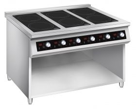 Inductiekookplaat Inductie Fornuis 6 Zones Alleen Geschikt voor Pannen - 120x70x90 cm Combisteel 7505.0015