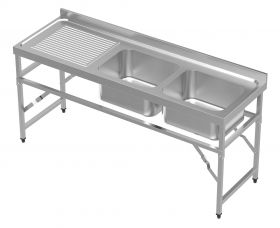 Inklapbare Spoeltafel 2R - 180x60x91 cm Combisteel 7490.0280