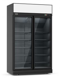 Koelkast 2 Glasdeuren Zwart/Antraciet Ins-1000R Bl Combisteel 7455.2406