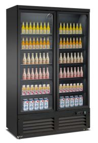 Koelkast 2 Glasdeuren Zwart Ceb-1200R Bl - 125x70,5x205 cm Combisteel 7526.0105
