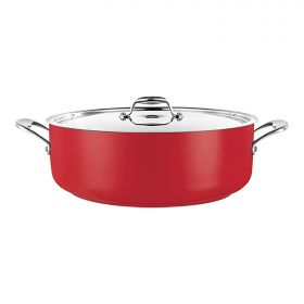 Kookpan laag Ø24 cm RVS (rood) Pujadas EMG 720586