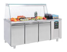Saladette / Saladebar 3 Deuren 4X 1/1 GN Pan - 186,5x70x85 cm Pro Line Combisteel 7489.5155