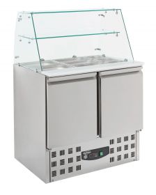 Saladette / Saladebar Gekoelde Glasopstand 2 Deurs - 90x70x85 cm Compact Line Combisteel 7950.0400