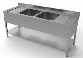 Spoeltafel Bodemschap 2 Midden - 200x70x85 cm Combisteel 7333.0870