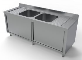 Spoeltafel Schuifdeuren 2 Midden - 200x70x85 cm Combisteel 7333.0920