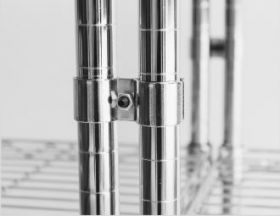 Stelling / Wandplank Rek Set Van 2 Koppelbeugels Chroom t.b.v. 7530.0005-0010-0015-0020 Combisteel 7530.9000