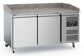 Voorbereidingstafel / Pizzatafel Pizzawerkbank 2 Deurs Met Wielen - 151,5x80x100 cm Combisteel 7950.5135