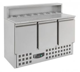 Voorbereidingstafel / Pizzatafel Pizzawerkbank 3 Deuren - 136,8x70x109 cm Compact Line Combisteel 7950.0065