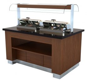 Warm Buffet Wenge Met 2X 1/1GN Chafing Dish - 160x100x90/145 cm Combisteel 7075.0320