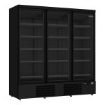 Koelkast 3 Glasdeuren Zwart Jde-1530R Bl - 188x71x199,7 cm Combisteel 7455.2235