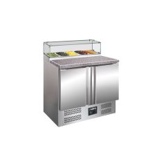 Voorbereidingstafel / Pizzatafel Pizza Werkbank Met Glasvitrine Model Ps 200 G Saro 323-1101