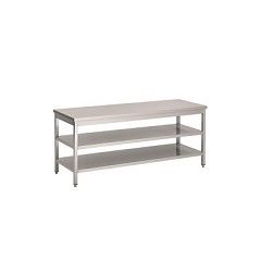 RVS Werktafel 60 x 60 cm Dubbele bodemschap | 2 schappen
