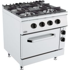 Bakplaat / Grillplaat Base 900 Gasfornuis 4 Branders Met Elektrische Oven - 80x90x90 cm Combisteel 7178.3020