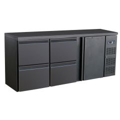 Barkoelkast Barkoeler Zwart 1 Deur 4 Laden - 200,2x51,3x86 cm Standard Line Combisteel 7450.0322