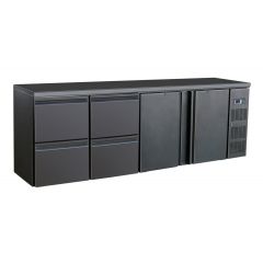 Barkoelkast Barkoeler Zwart 2 Deurs 4 Laden - 254,2x51,3x86 cm Standard Line Combisteel 7450.0327