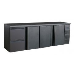 Barkoelkast Barkoeler Zwart 3 Deurs 2 Laden - 254,2x51,3x86 cm Standard Line Combisteel 7450.0326