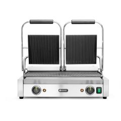 Contactgrill - dubbele versie RVS boven en onder geribd Hendi HEN 263709