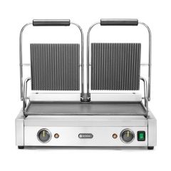 Contactgrill - dubbele versie RVS boven geribd, onder glad Hendi HEN 263808