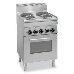 Elektrisch Fornuis 4 Velden + Grill + Heteluchtoven 600 Line Model E4F6 Saro 504-1050
