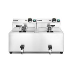 Friteuse Profi Line met aftapkraan - 2 x 8 l RVS Hendi HEN 209301