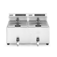Friteuse Profi Line met aftapkraan digitaal - 2 x 8 l RVS Hendi HEN 207376