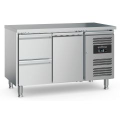 Gekoelde werkbank Koelwerkbank 1 Deur 2 Laden Met Verstelbare Poten - 136x70x85 cm Combisteel 7950.5155