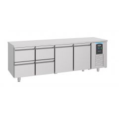 Gekoelde werkbank Koelwerkbank 2 Deuren 4 Laden Energy Line - 233x70x85 cm Combisteel 7489.5535