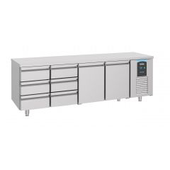 Gekoelde werkbank Koelwerkbank 2 Deuren 6 Laden Energy Line - 233x70x85 cm Combisteel 7489.5570