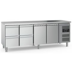 Gekoelde werkbank Koelwerkbank 2 Drs 4 Laden Met Verstelbare Poten - 223x70x85 cm Combisteel 7950.5180
