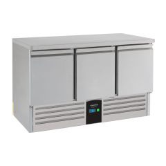 Gekoelde werkbank Koelwerkbank 3 Deuren Energy Line Uitgevoerd met Verdamper - 136,8x70x87 cm Combisteel 7450.5115