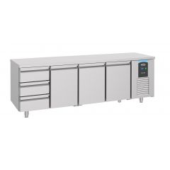 Gekoelde werkbank Koelwerkbank 3 Deuren Laden Energy Line - 233x70x85 cm Combisteel 7489.5560