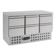 Gekoelde werkbank Koelwerkbank 6 Laden - 136,5x70x87,5 cm Compact Line Combisteel 7950.0113