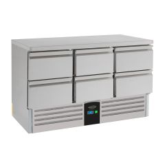 Gekoelde werkbank Koelwerkbank 6 Laden Energy Line Uitgevoerd met Verdamper - 136,8x70x87 cm Combisteel 7450.5120