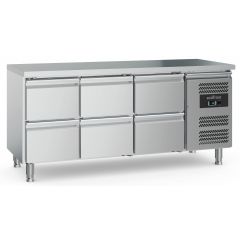 Gekoelde werkbank Koelwerkbank 6 Laden Met Verstelbare Poten - 179,5x70x85 cm Combisteel 7950.5185