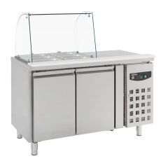 Gekoelde werkbank Koelwerkbank Glasopstand 2 Deuren - 136x70x136,5 cm Standard Line Combisteel 7950.0410