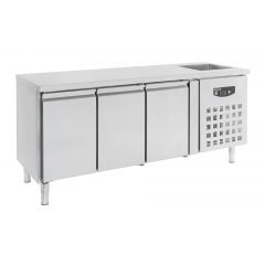 Gekoelde werkbank Koelwerkbank Spoelbak 3 Deuren - 202x70x96 cm Standard Line Combisteel 7450.0215