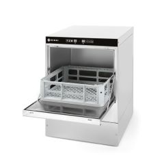 Glazen vaatwasser 40x40 - elektronische bediening RVS met afvoer en reinigingspomp Hendi HEN 233023