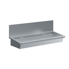 Handenwasbak / Handendroger RVS Wasbak 2 Kranen Inclusief Afvoerplug En Spatscherm, excl. - 120x46,8x43,8 cm Combisteel 7013.4605