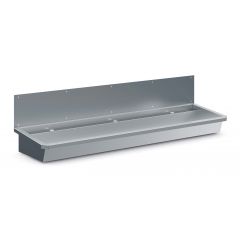 Handenwasbak / Handendroger RVS Wasbak 3 Kranen Inclusief Afvoerplug En Spatscherm - 180x46,8x43,8 cm Combisteel 7013.4610